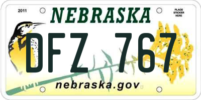 NE license plate DFZ767