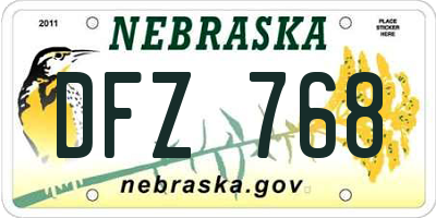 NE license plate DFZ768