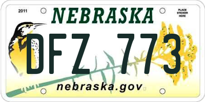 NE license plate DFZ773