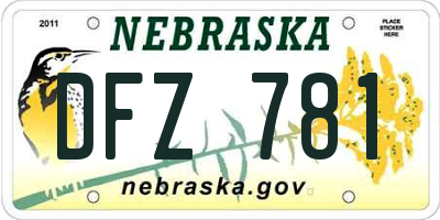 NE license plate DFZ781