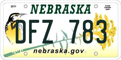 NE license plate DFZ783