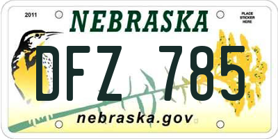 NE license plate DFZ785