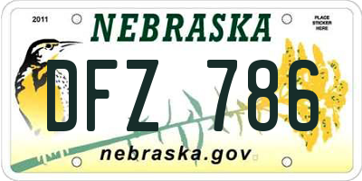 NE license plate DFZ786