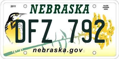 NE license plate DFZ792