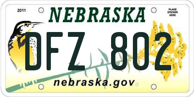NE license plate DFZ802