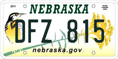 NE license plate DFZ815