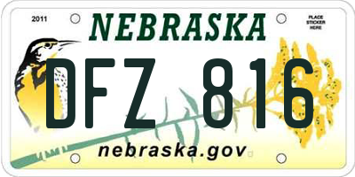 NE license plate DFZ816