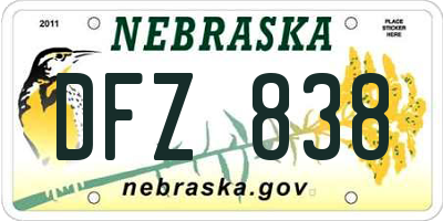 NE license plate DFZ838