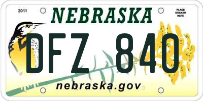 NE license plate DFZ840