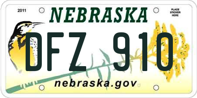 NE license plate DFZ910
