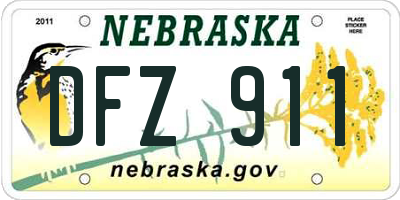 NE license plate DFZ911