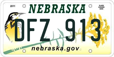 NE license plate DFZ913