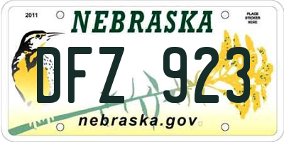 NE license plate DFZ923