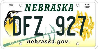 NE license plate DFZ927