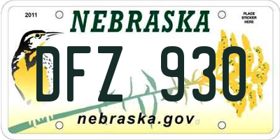NE license plate DFZ930