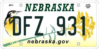 NE license plate DFZ931