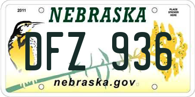 NE license plate DFZ936