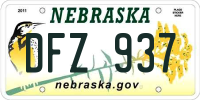 NE license plate DFZ937