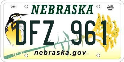 NE license plate DFZ961