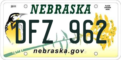 NE license plate DFZ962