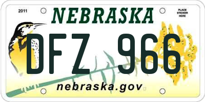 NE license plate DFZ966