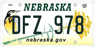 NE license plate DFZ978