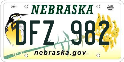 NE license plate DFZ982