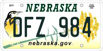 NE license plate DFZ984