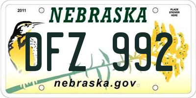 NE license plate DFZ992