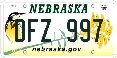 NE license plate DFZ997