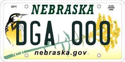 NE license plate DGA000