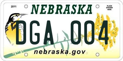 NE license plate DGA004