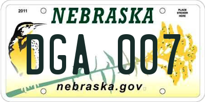 NE license plate DGA007