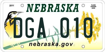 NE license plate DGA010