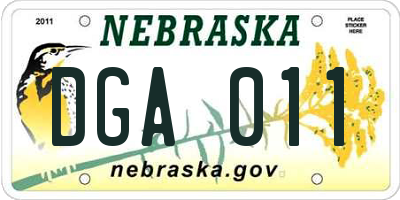 NE license plate DGA011