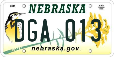 NE license plate DGA013