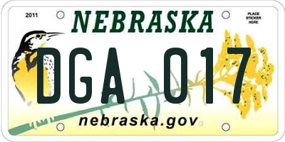NE license plate DGA017