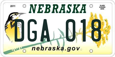 NE license plate DGA018