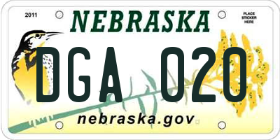 NE license plate DGA020