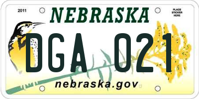 NE license plate DGA021