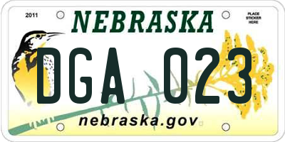 NE license plate DGA023