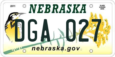 NE license plate DGA027