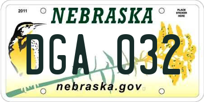 NE license plate DGA032
