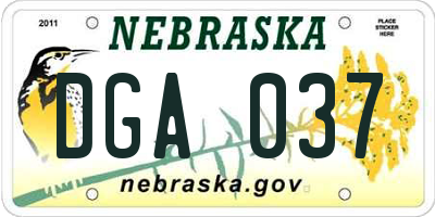 NE license plate DGA037