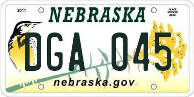 NE license plate DGA045