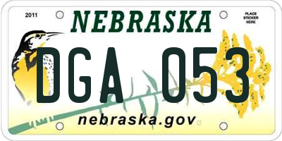 NE license plate DGA053