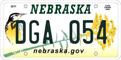 NE license plate DGA054