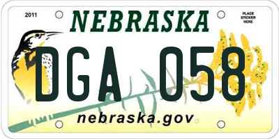 NE license plate DGA058