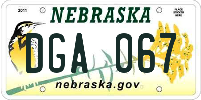 NE license plate DGA067