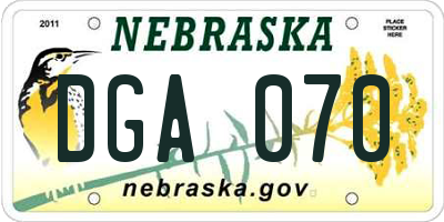 NE license plate DGA070